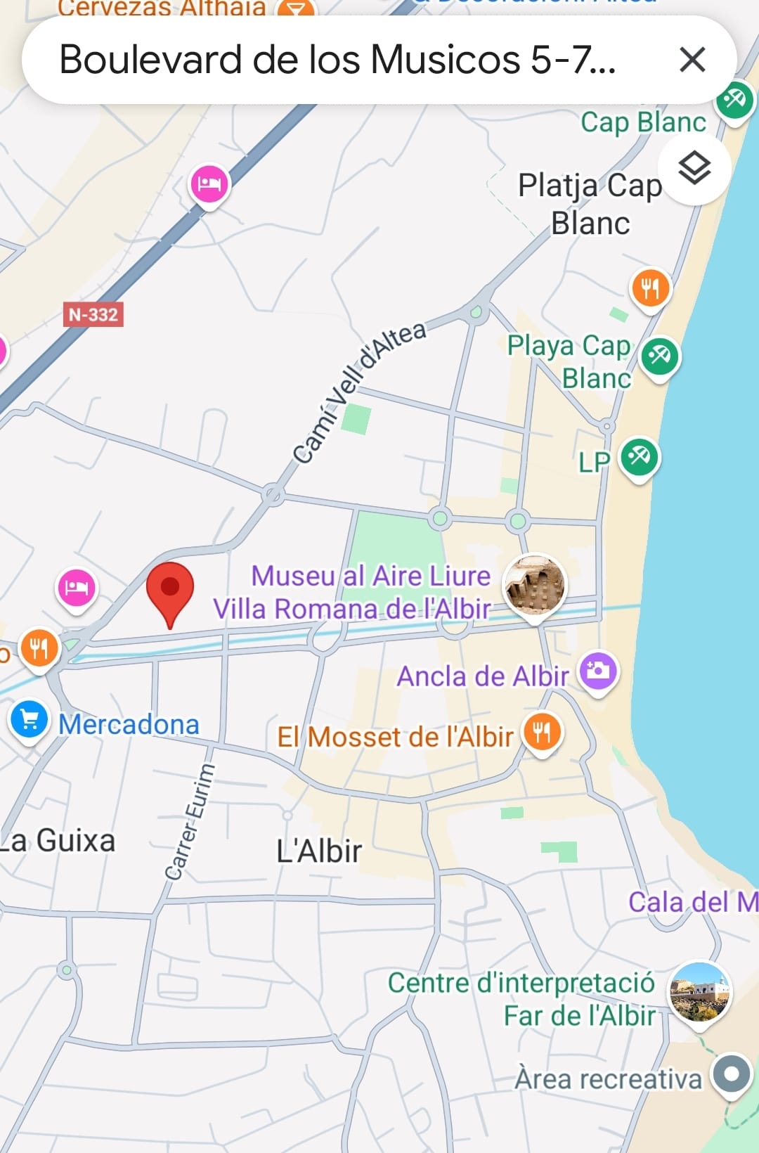 kaart van Albir zodat je ziet hoe dichtbij het strand is